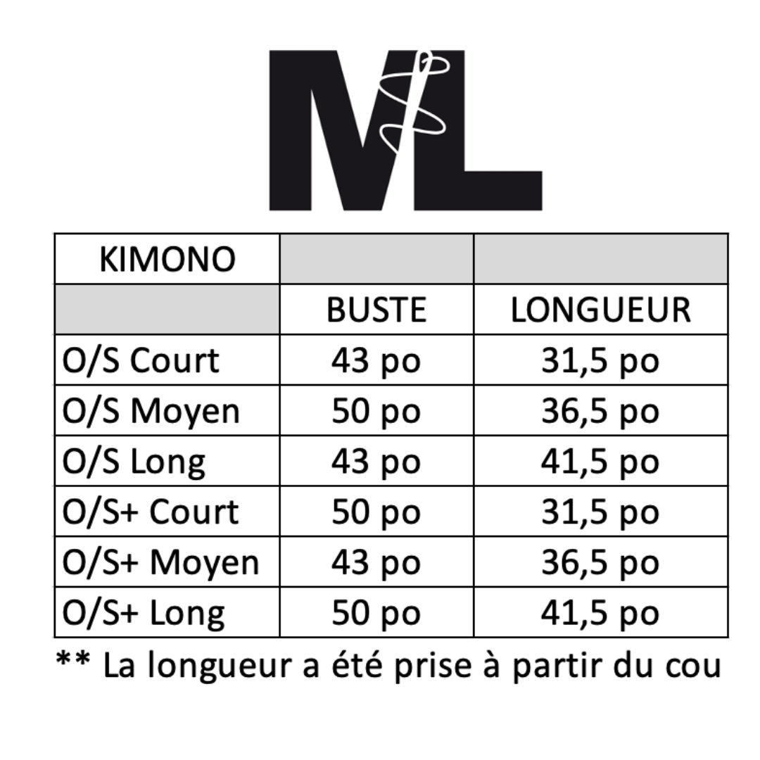 Kimono Émilie - Court - Noir