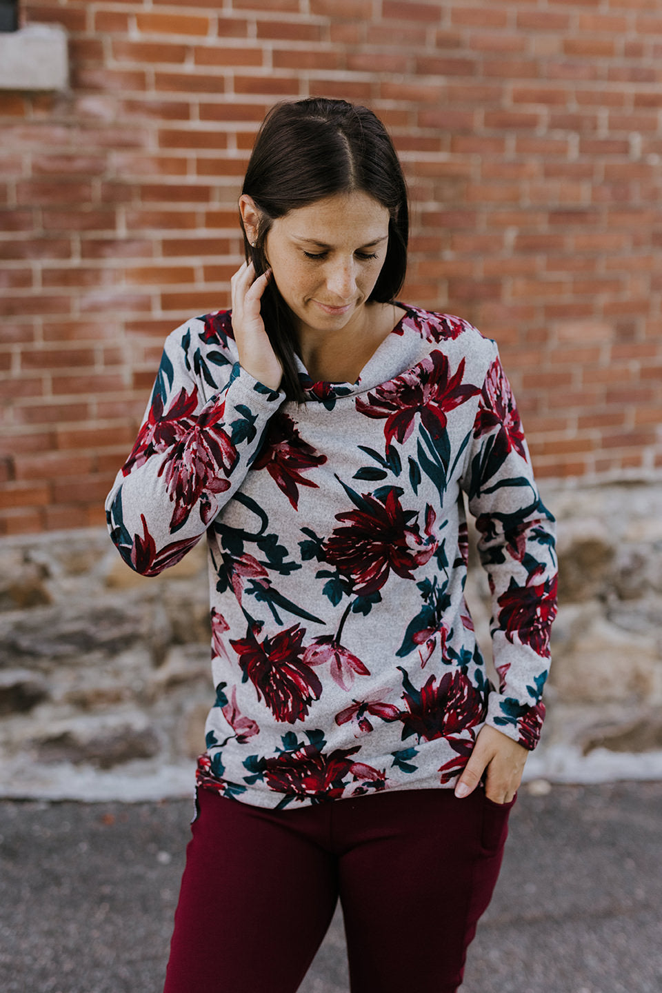 Chandail - Charlie - Gris Fleur Rouge