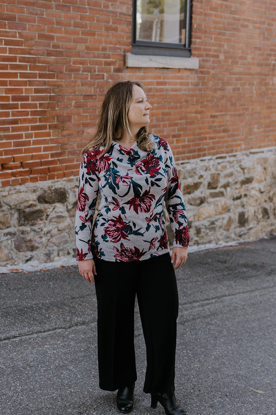 Chandail - Charlie - Gris Fleur Rouge