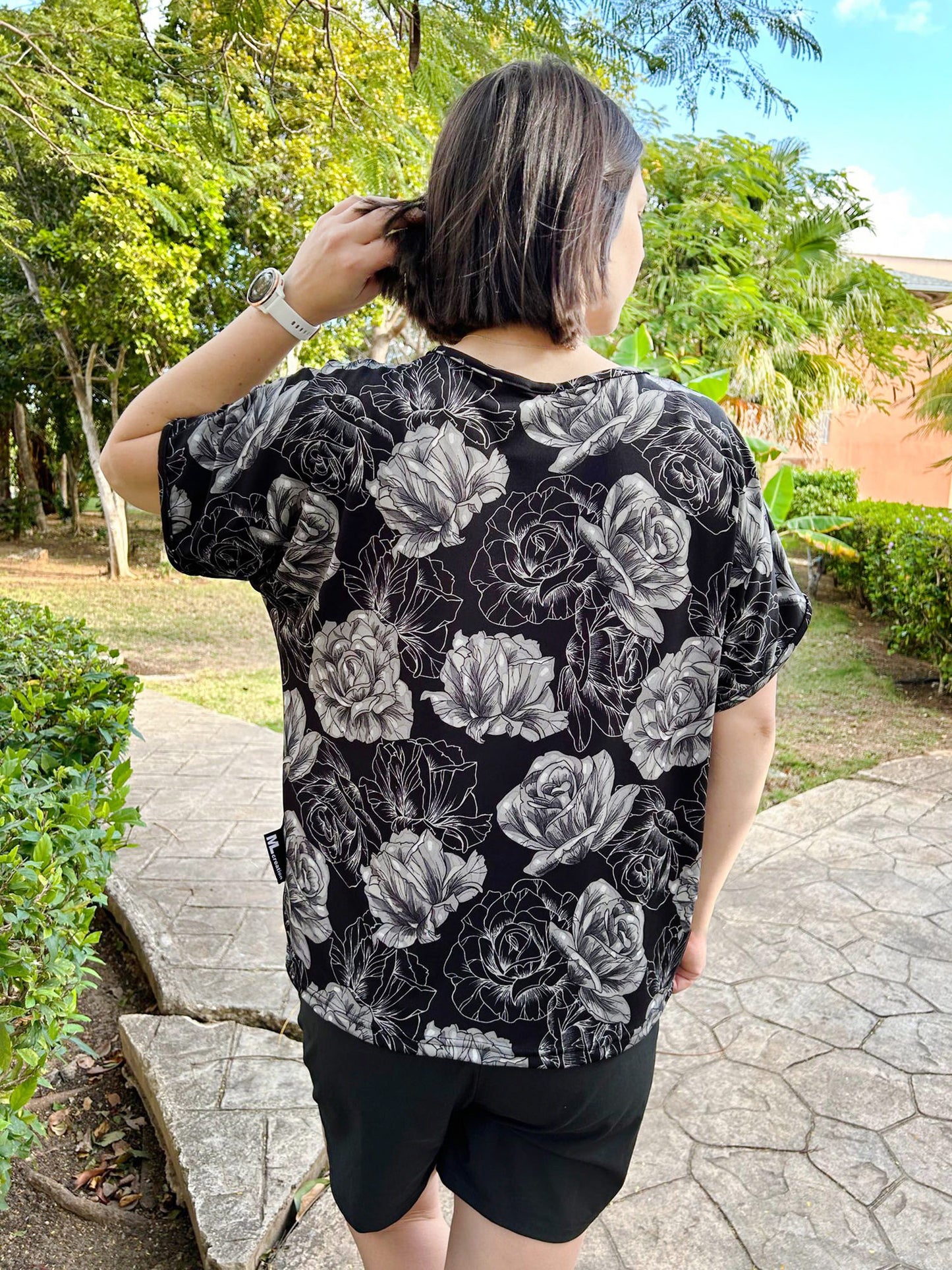 T-Shirt Steffy - Fleur grise