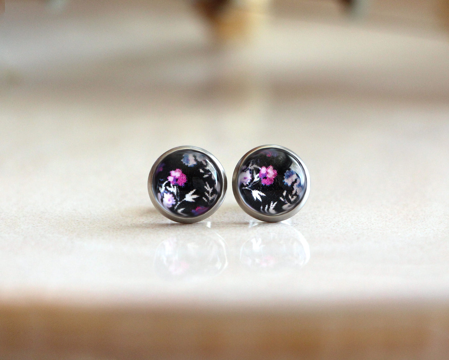 Clous d'oreilles - Fleurs Lilas