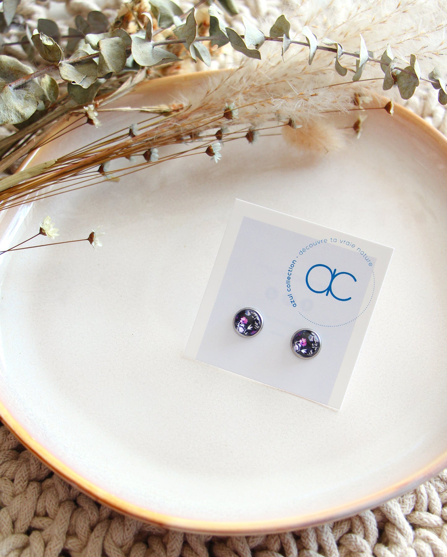Clous d'oreilles - Fleurs Lilas
