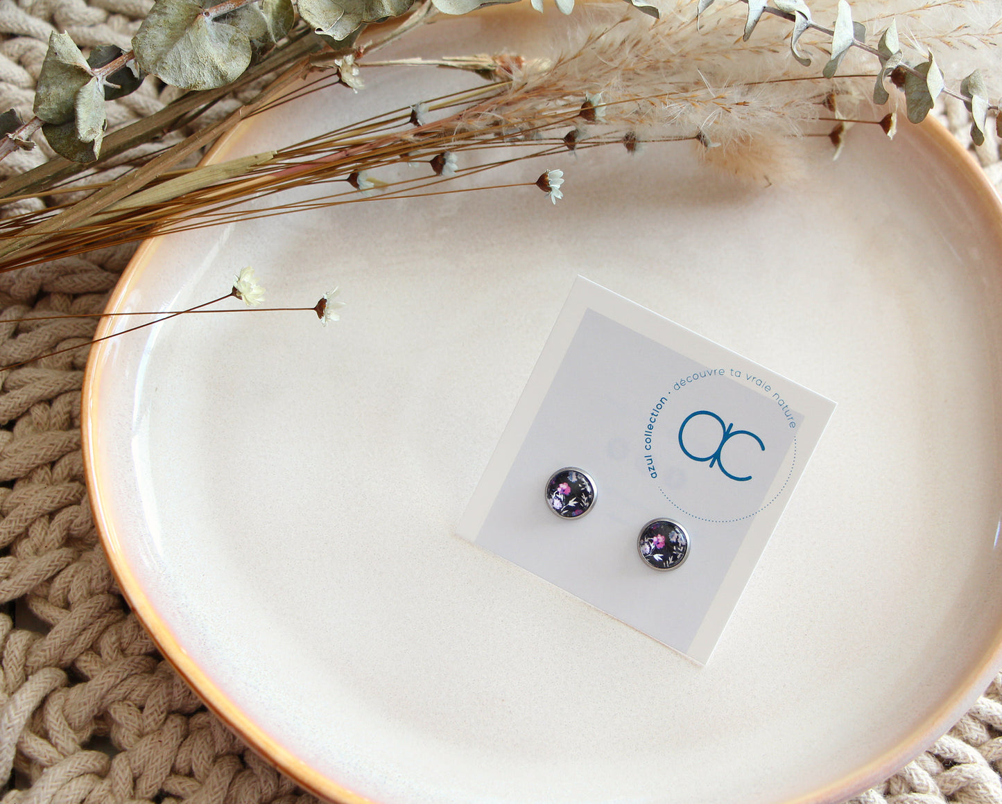 Clous d'oreilles - Fleurs Lilas