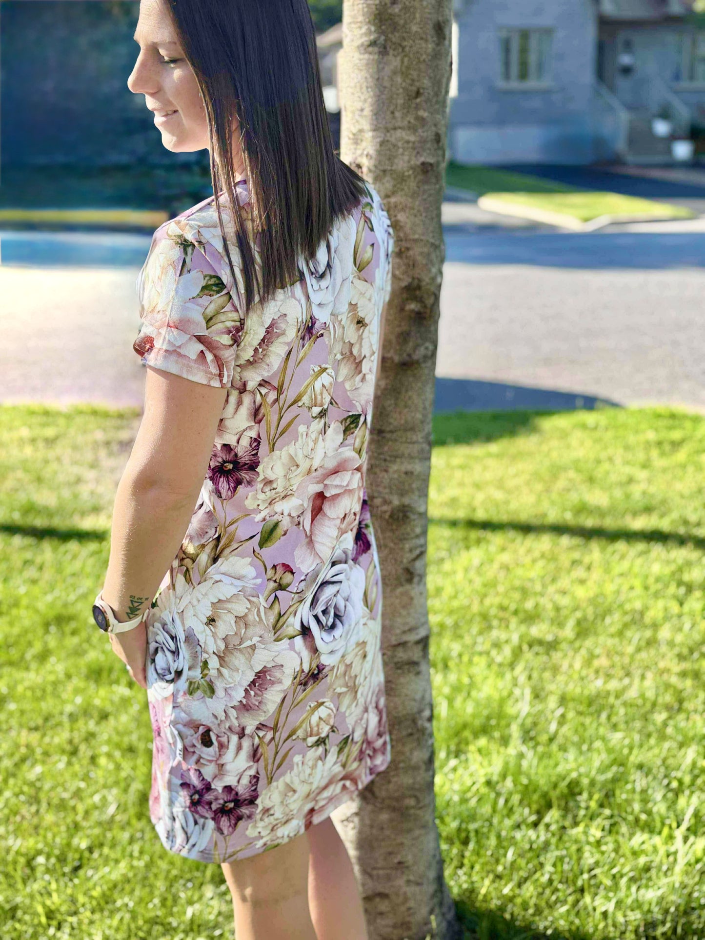 Robe Linda - Prune Floral