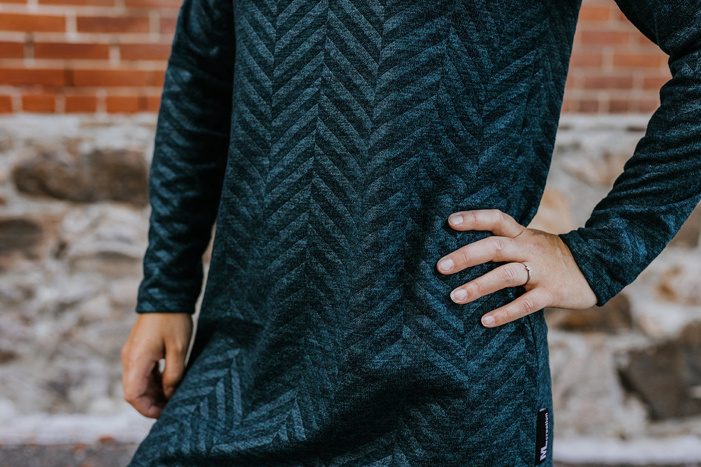Tunique Sarah - Col - Vert Forêt Chevron