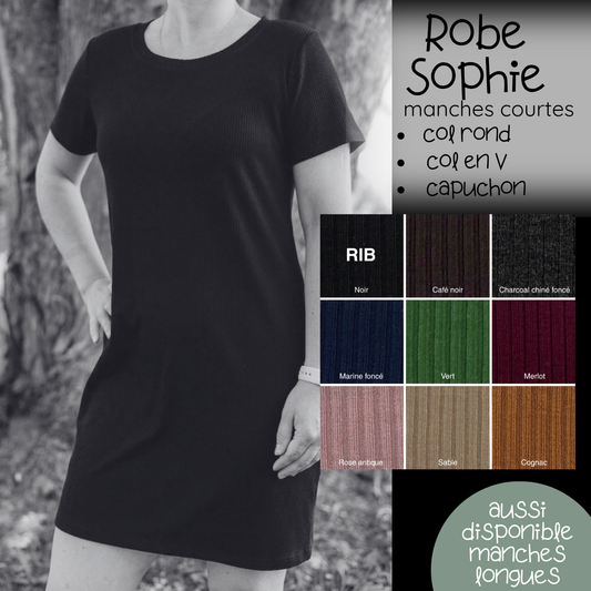PRÉCOMMANDE - Robe Sophie manches courtes - RIB de bambou