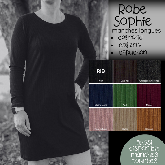 PRÉCOMMANDE - Robe Sophie manches longues - RIB de bambou
