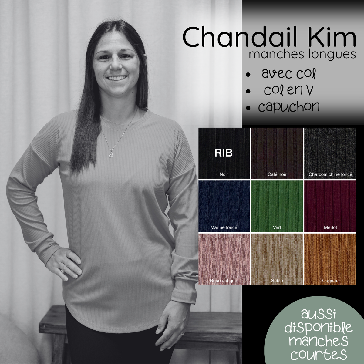 PRÉCOMMANDE - Chandail Kim manches longues - RIB de bambou