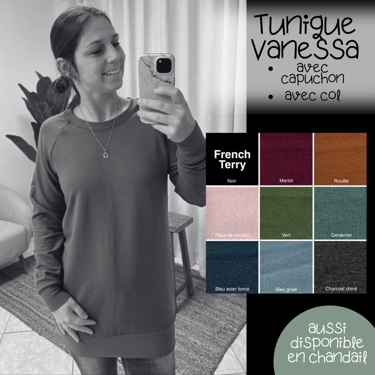 PRÉCOMMANDE - Tunique Vanessa - French terry de bambou
