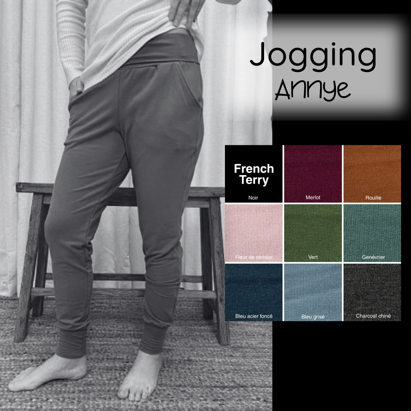 PRÉCOMMANDE - Jogging Annye - FRENCH TERRY de bambou