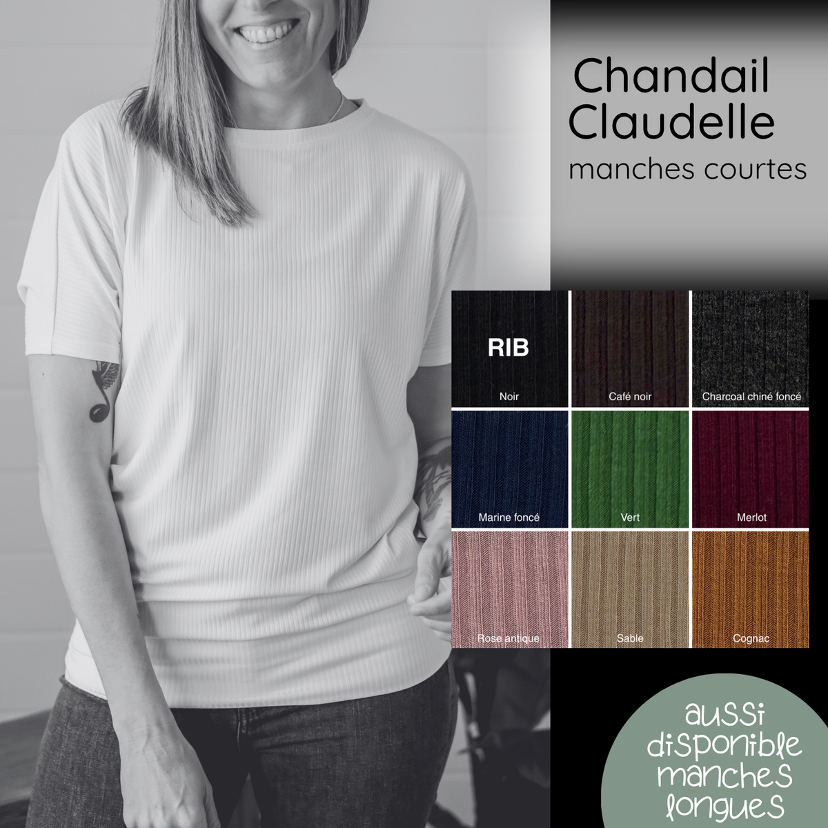 PRÉCOMMANDE - Chandail Claudelle manches courtes - RIB de bambou
