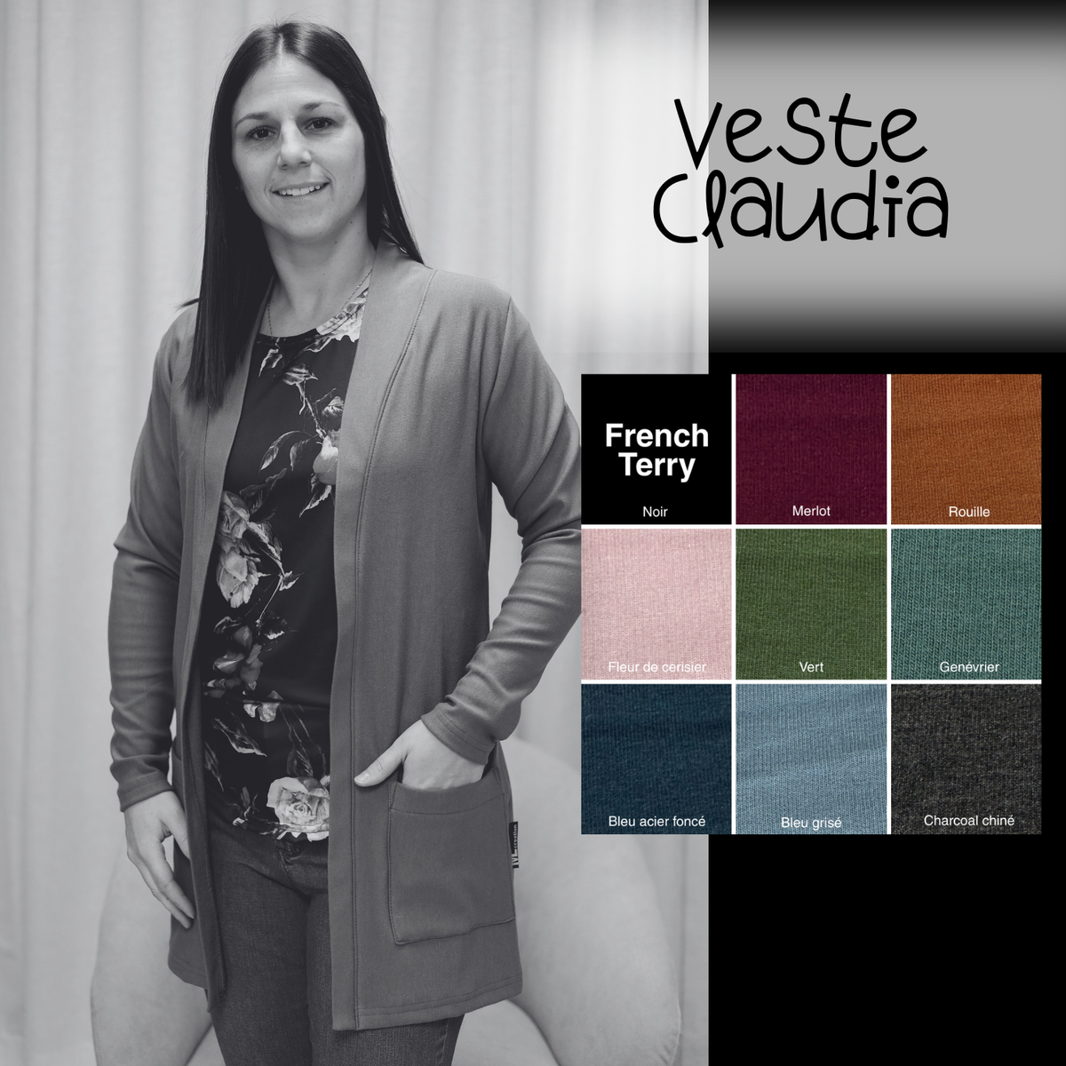 PRÉCOMMANDE - Veste Claudia - FRENCH TERRY de bambou