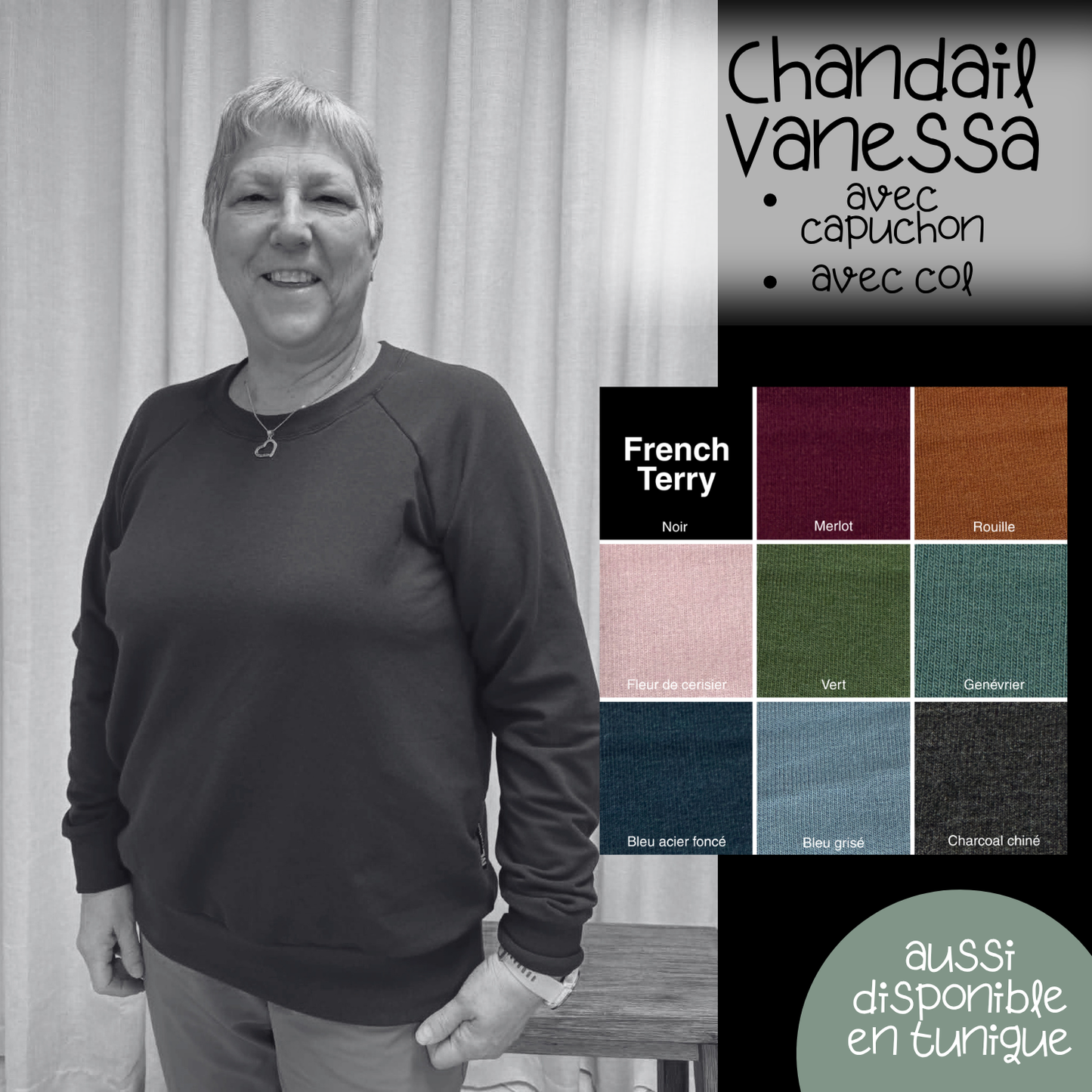 PRÉCOMMANDE - Chandail Vanessa - FRENCH TERRY de bambou