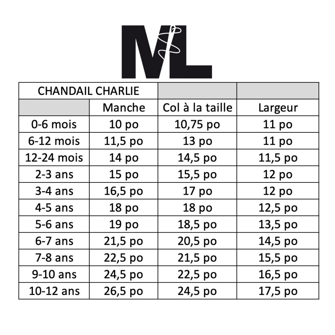 PRÉCOMMANDE - Chandail Charlie - FRENCH TERRY de bambou