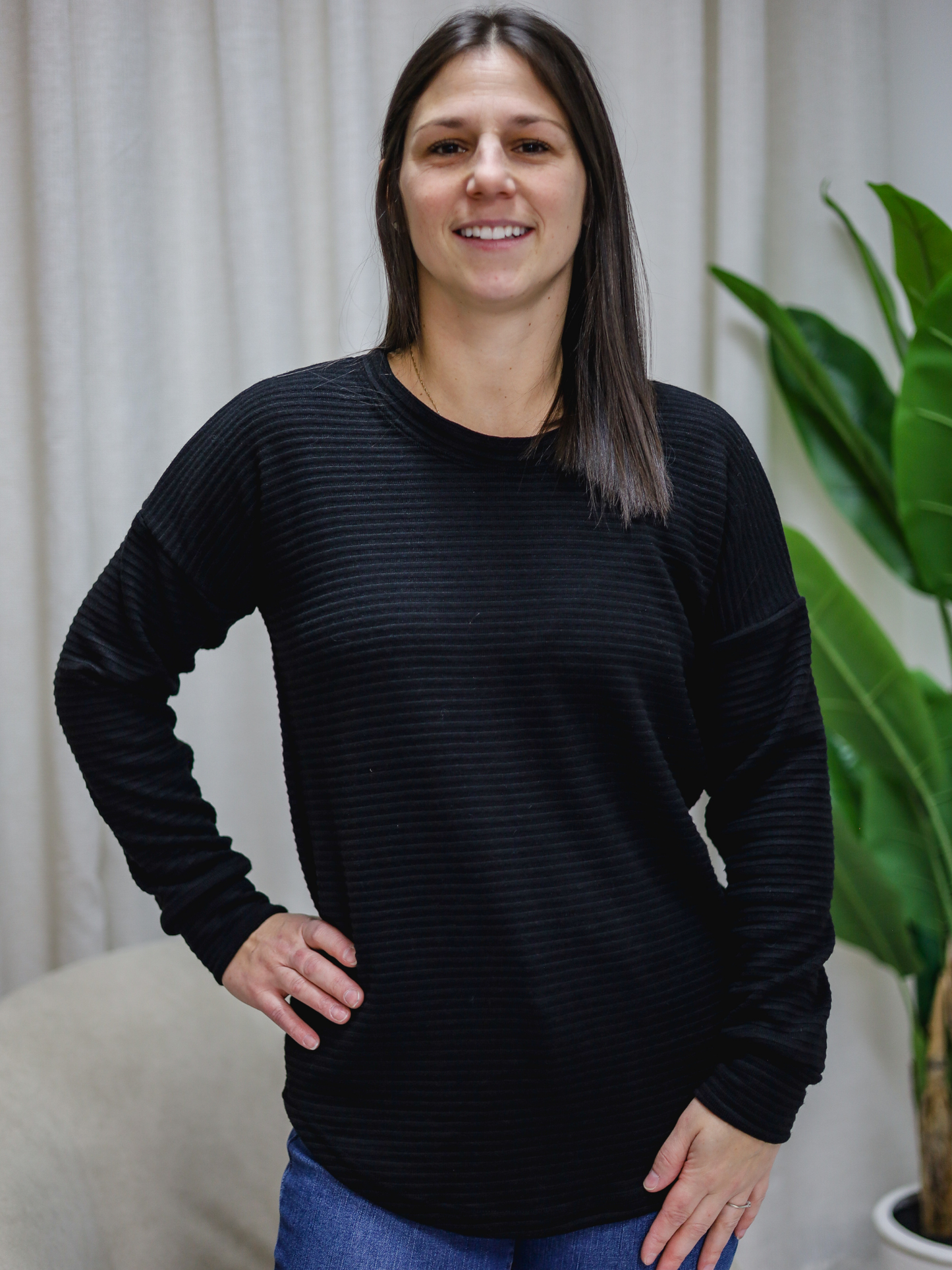 Chandail Kim - Tricot côtelé noir