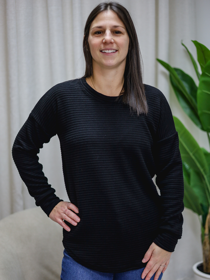 Chandail Kim - Tricot côtelé noir