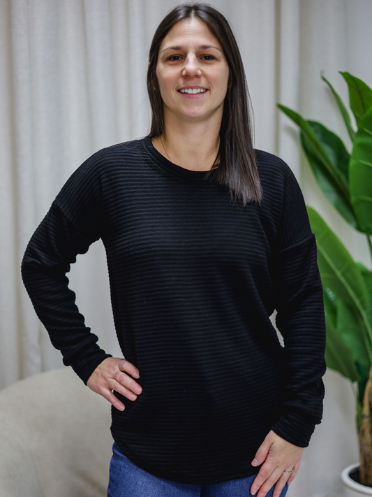 Chandail Kim - Tricot côtelé noir