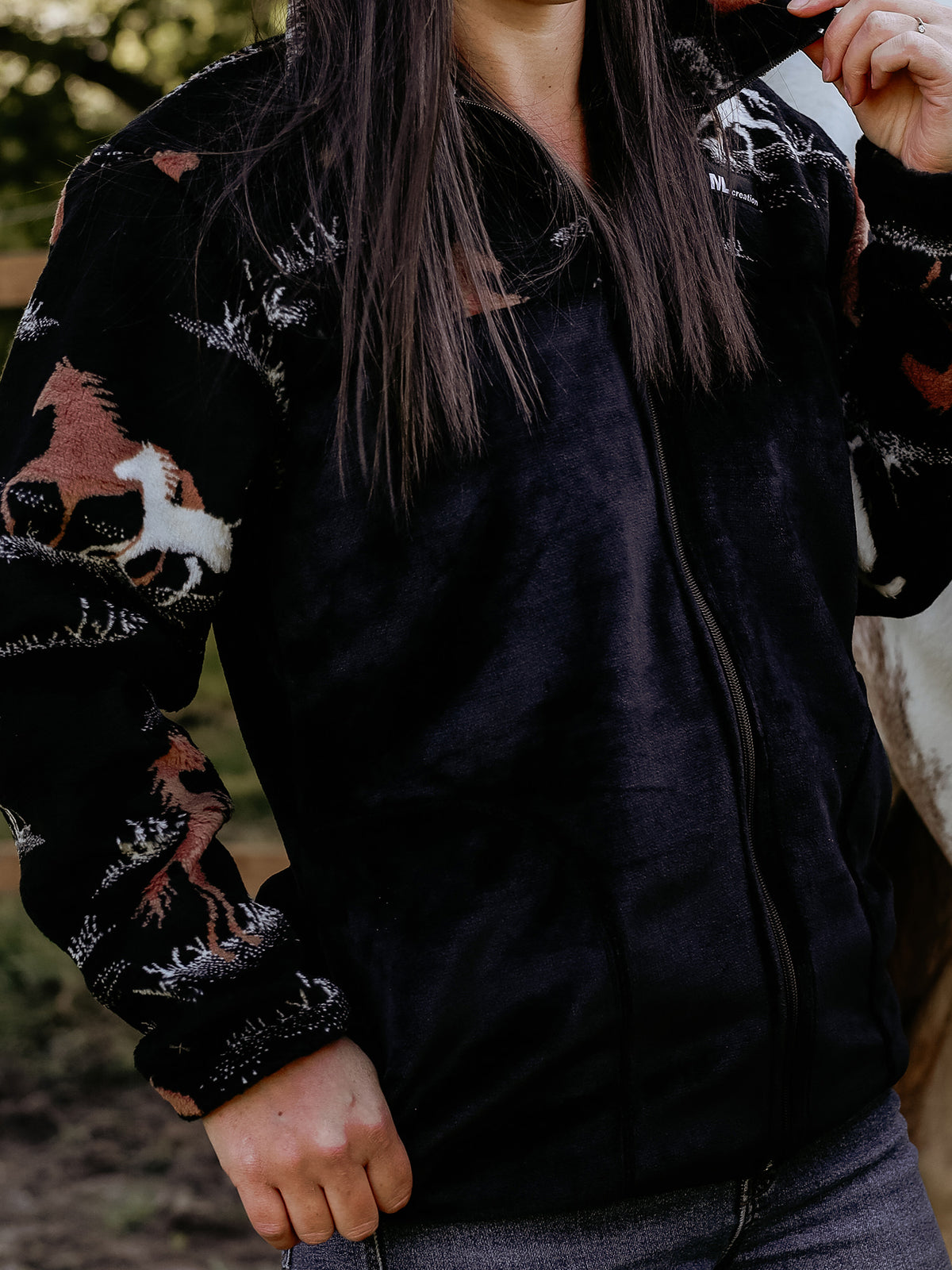 Veste Molleton - Noire - Chevaux/Noir