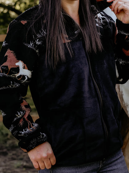 Veste Molleton - Noire - Chevaux/Noir