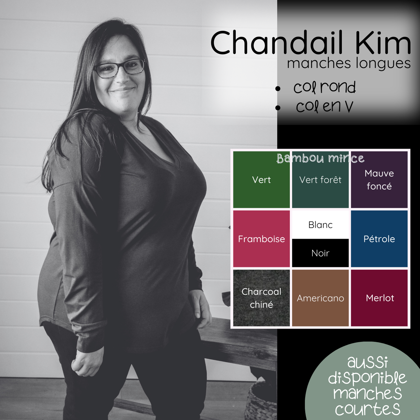 PRÉCOMMANDE - Chandail Kim manches longues - BAMBOU MINCE