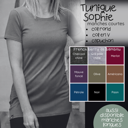 PRÉCOMMANDE - Tunique Sophie manches courtes - FRENCH TERRY de bambou
