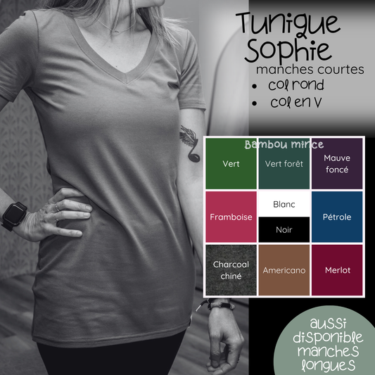 PRÉCOMMANDE - Tunique Sophie manches courtes - Bambou MINCE