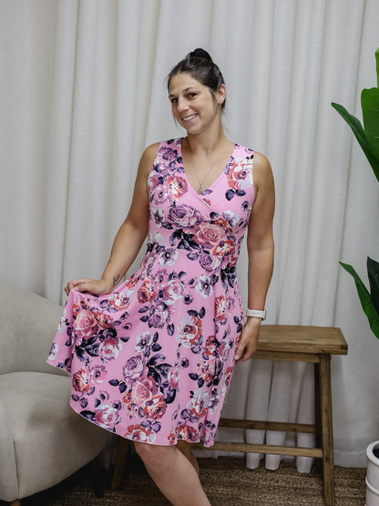 Robe Caroline - Rose fleurie