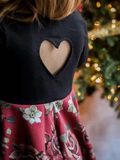 Robe Abi - Noir/Fleurs fond bourg.