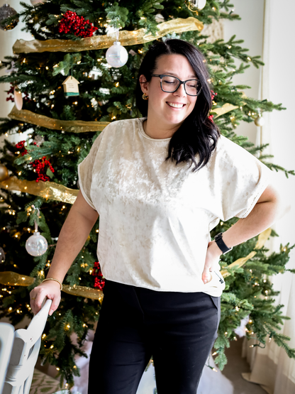 T-Shirt Steffy - Velours texturé Ivoire