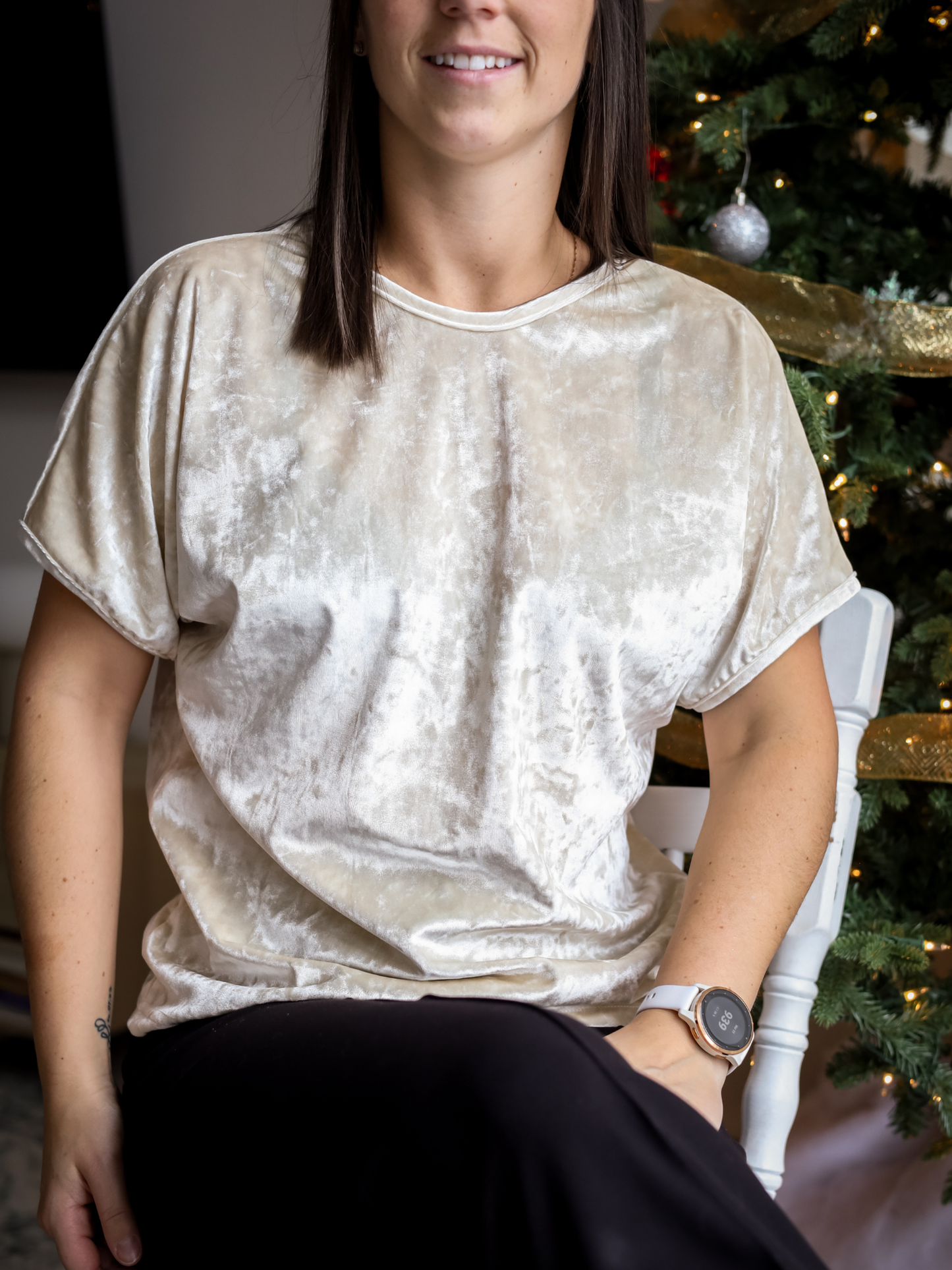 T-Shirt Steffy - Velours texturé Ivoire