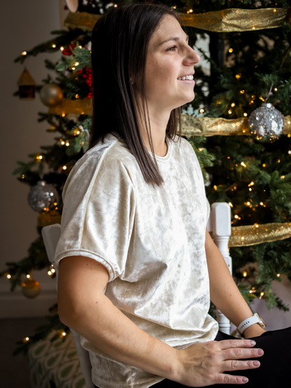 T-Shirt Steffy - Velours texturé Ivoire