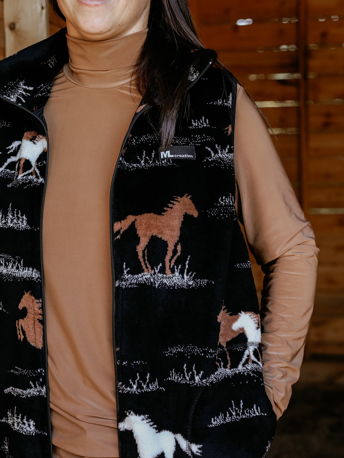 Veste - Sans manches Noire - Chevaux