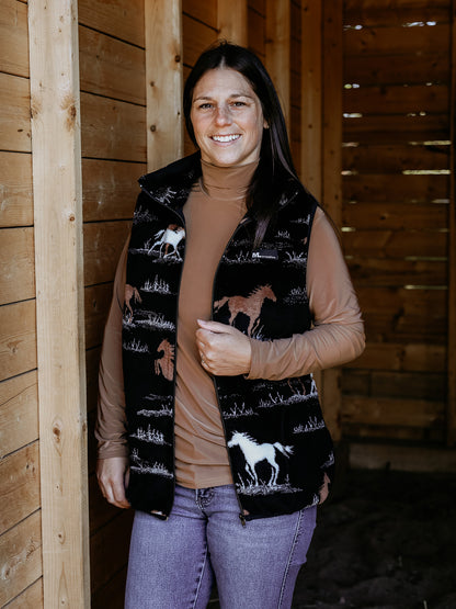 Veste - Sans manches Noire - Chevaux