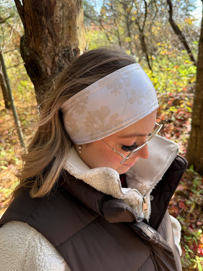 Bandeau doublé - Fleur Beige