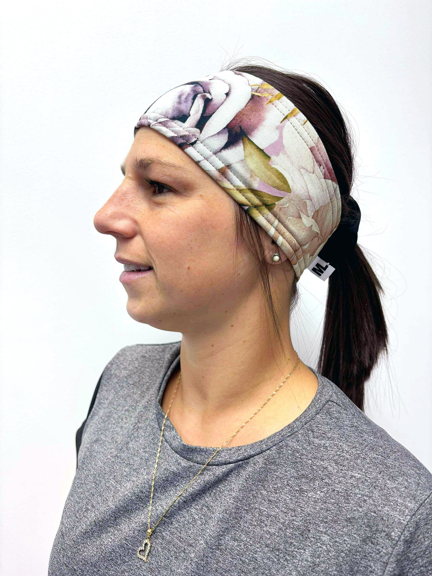 Bandeau doublé - Prune Floral