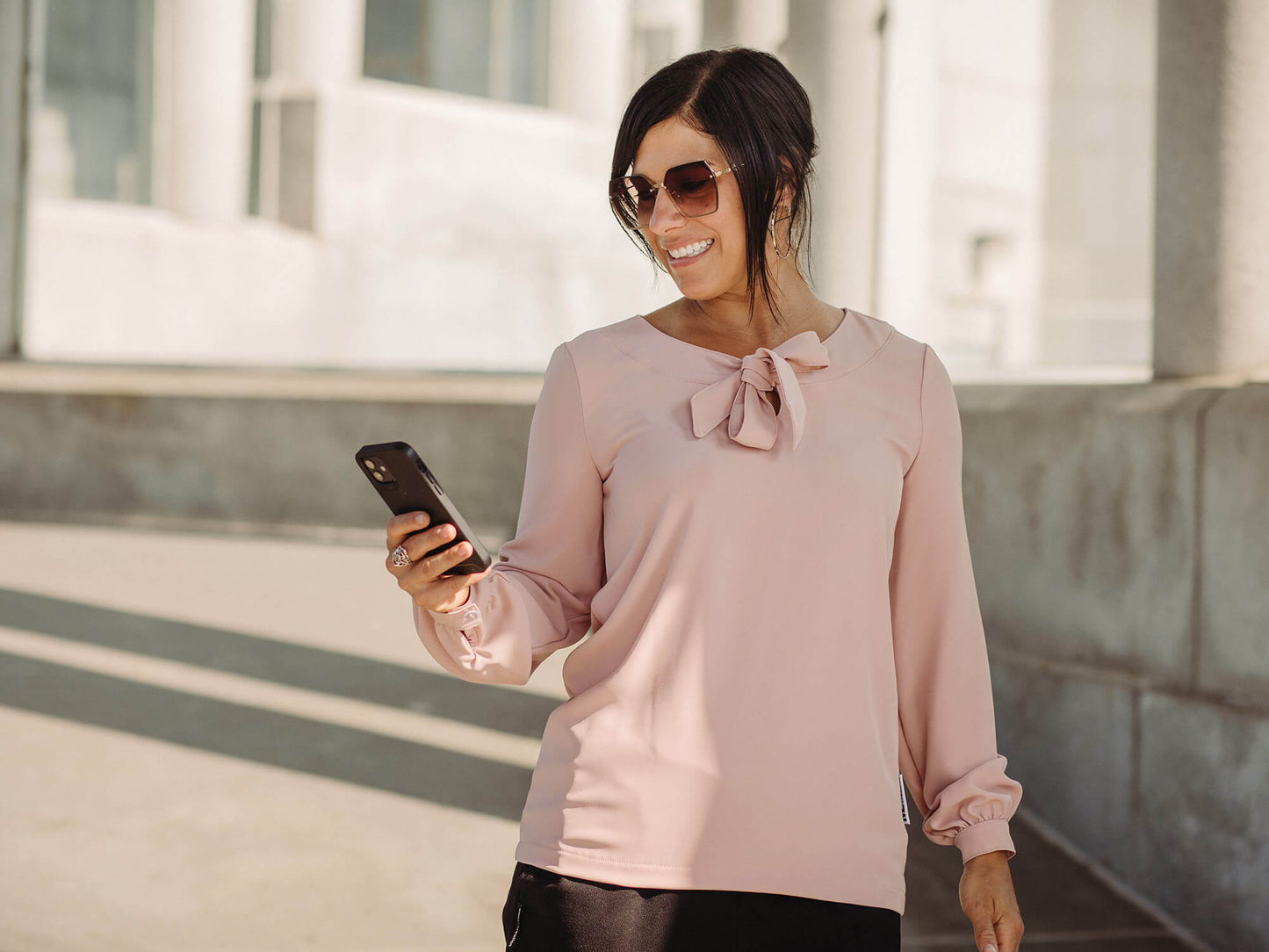 Blouse Bianca - Manches Longues - Rose Pâle