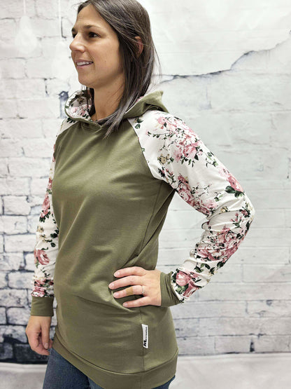 Chandail Cathou Raglan - Blanc Rosé/Kaki