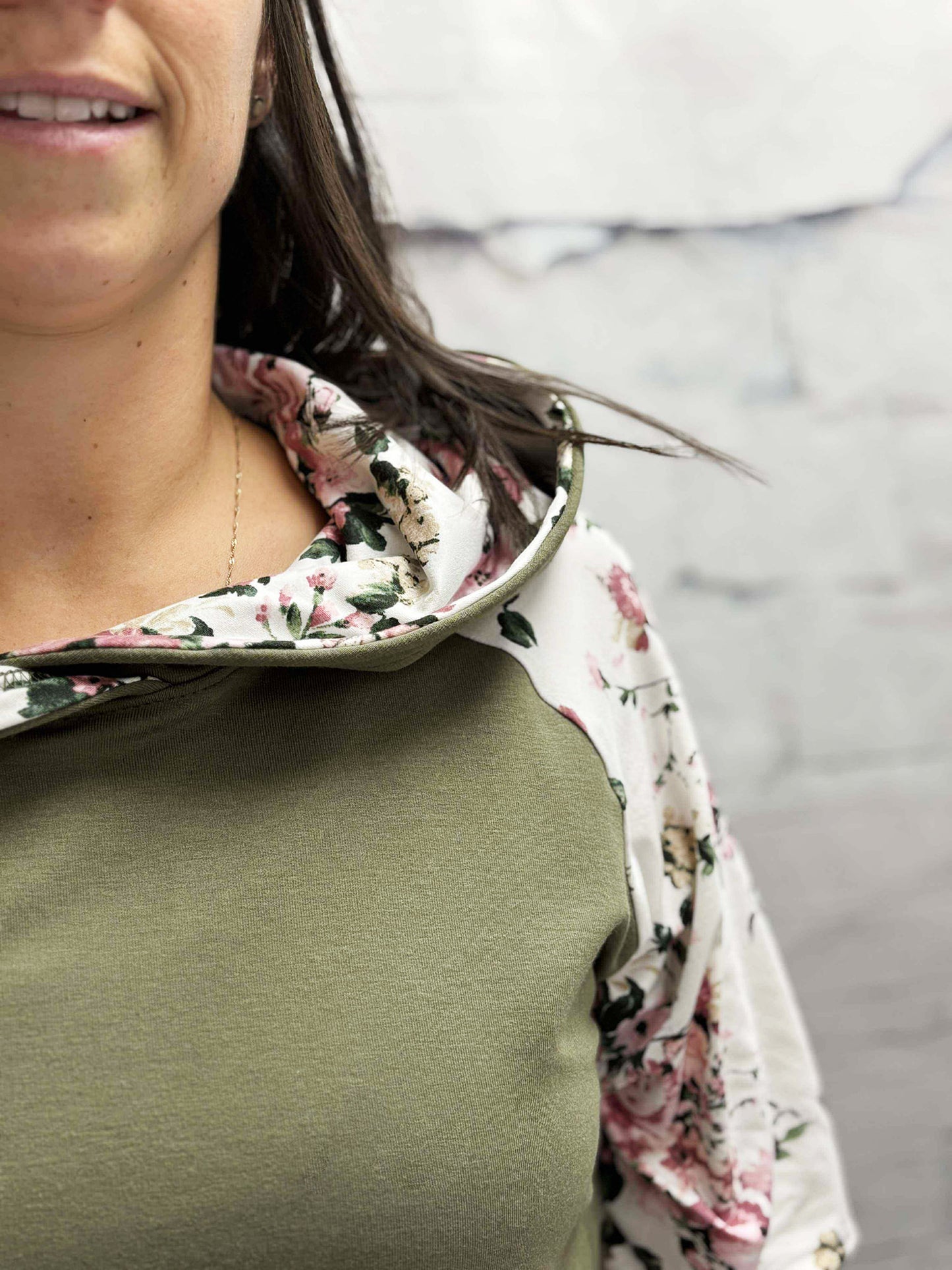 Chandail Cathou Raglan - Blanc Rosé/Kaki