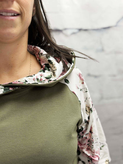 Chandail Cathou Raglan - Blanc Rosé/Kaki