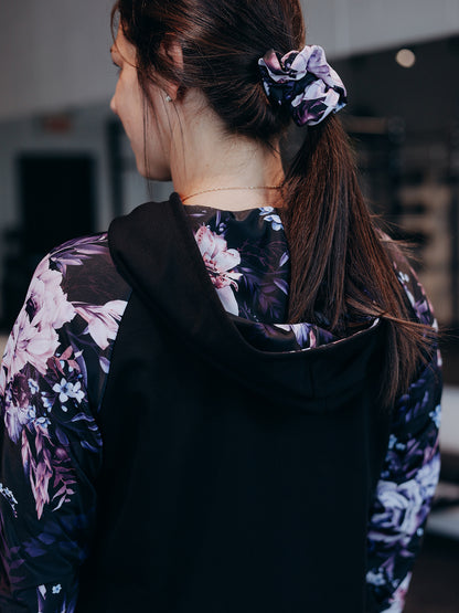 Chandail Cathou Raglan - Noir/Fleur nocturne