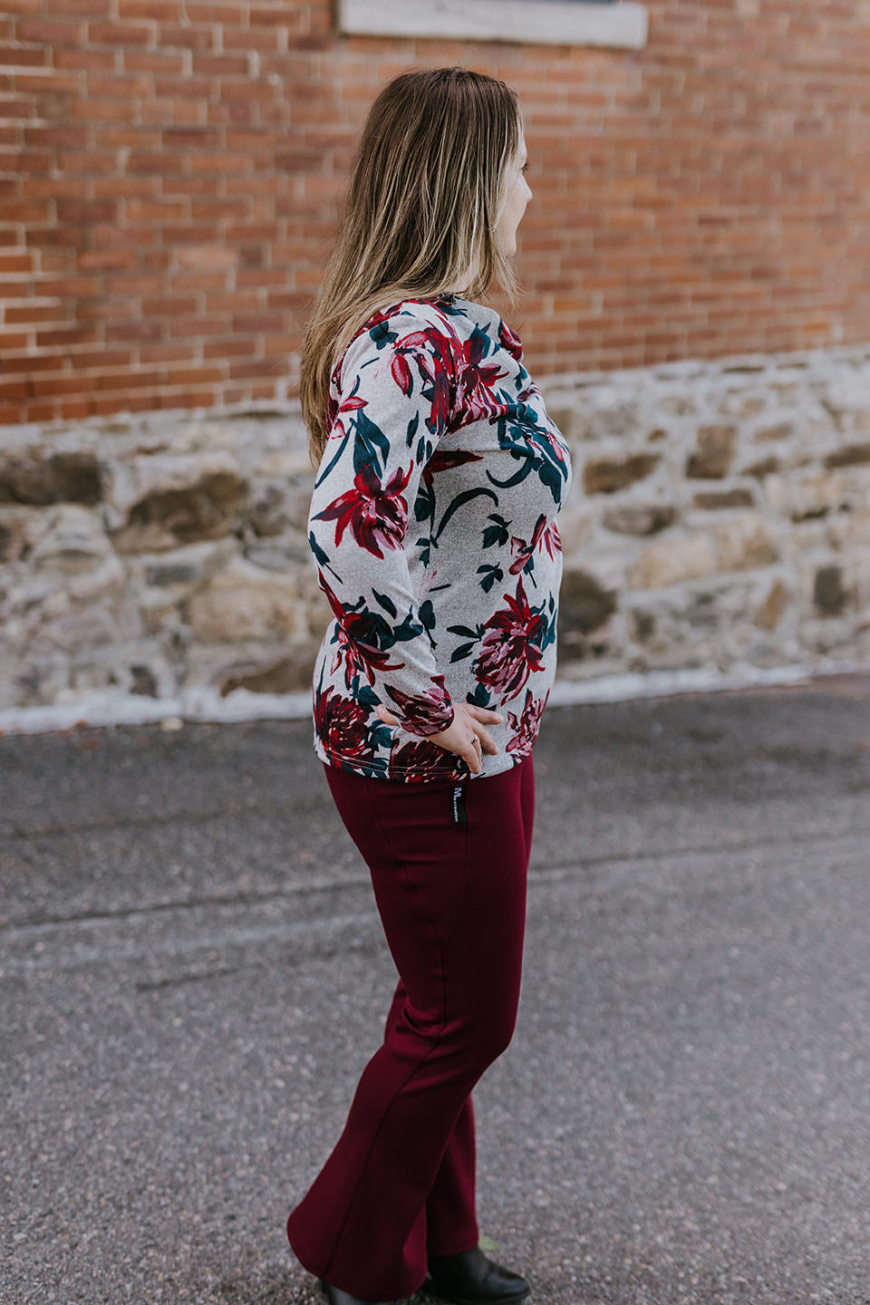 Chandail - Charlie - Gris Fleur Rouge