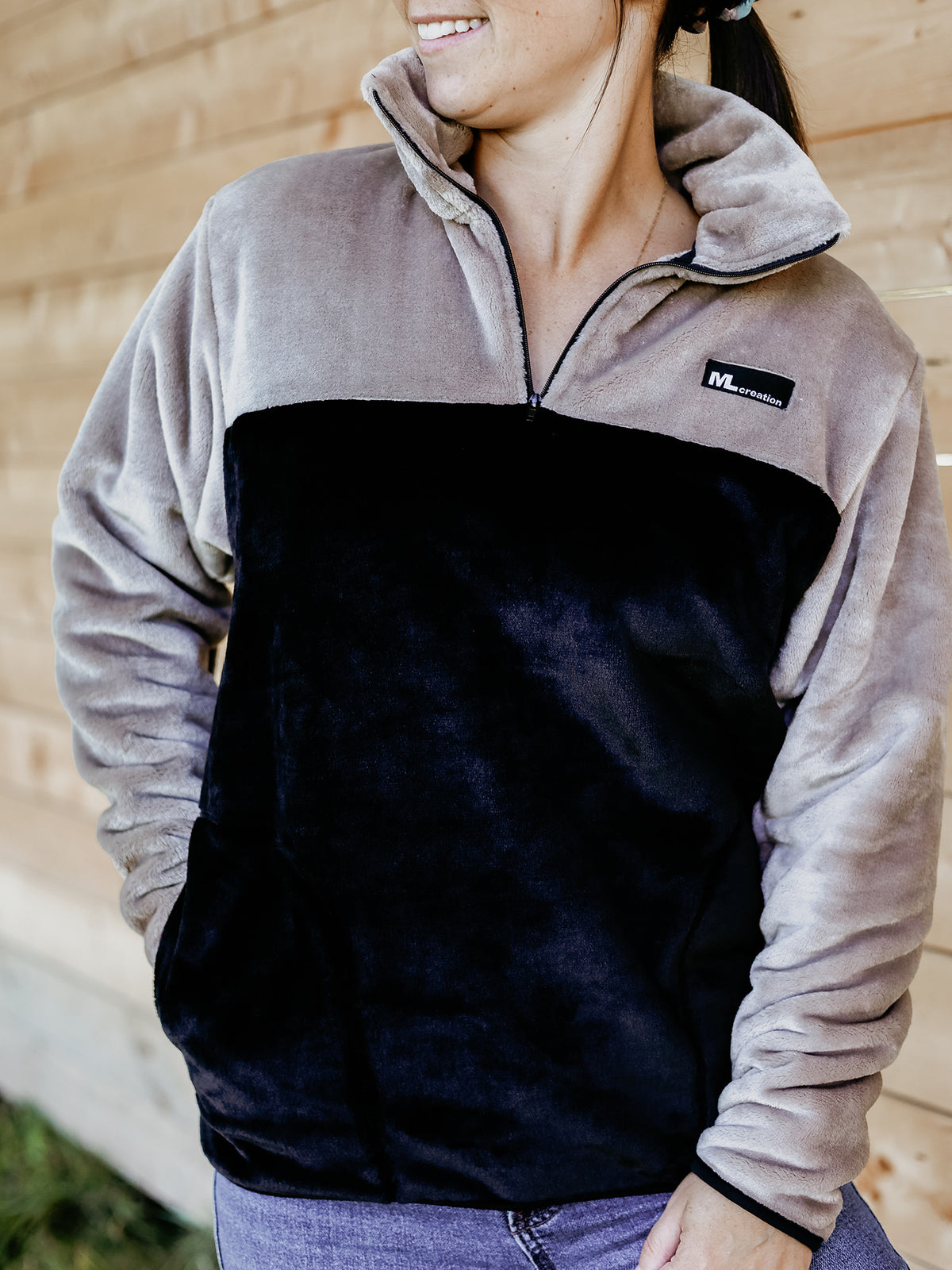 Molleton -Col- Beige / Noir