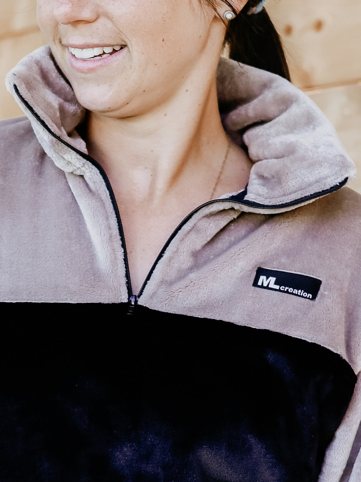 Molleton -Col- Beige / Noir