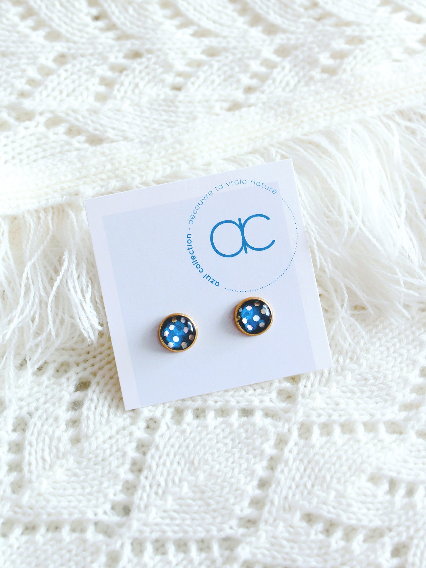 Clous d'oreilles - Pois Marine