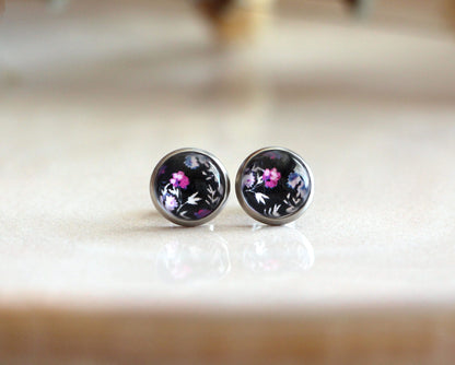 Clous d'oreilles - Fleurs Lilas