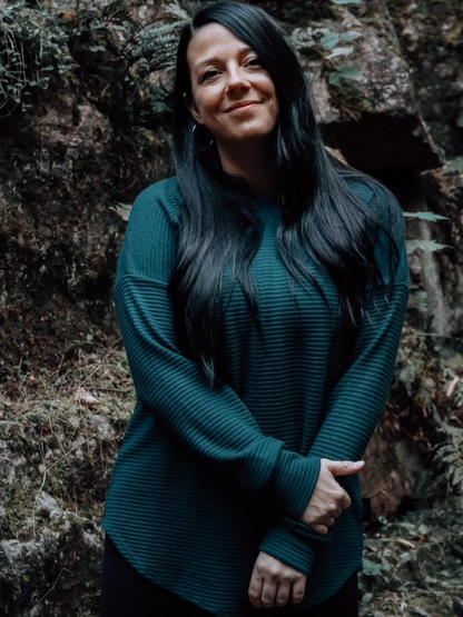 Chandail Kim - Tricot côtelé Bleu canard