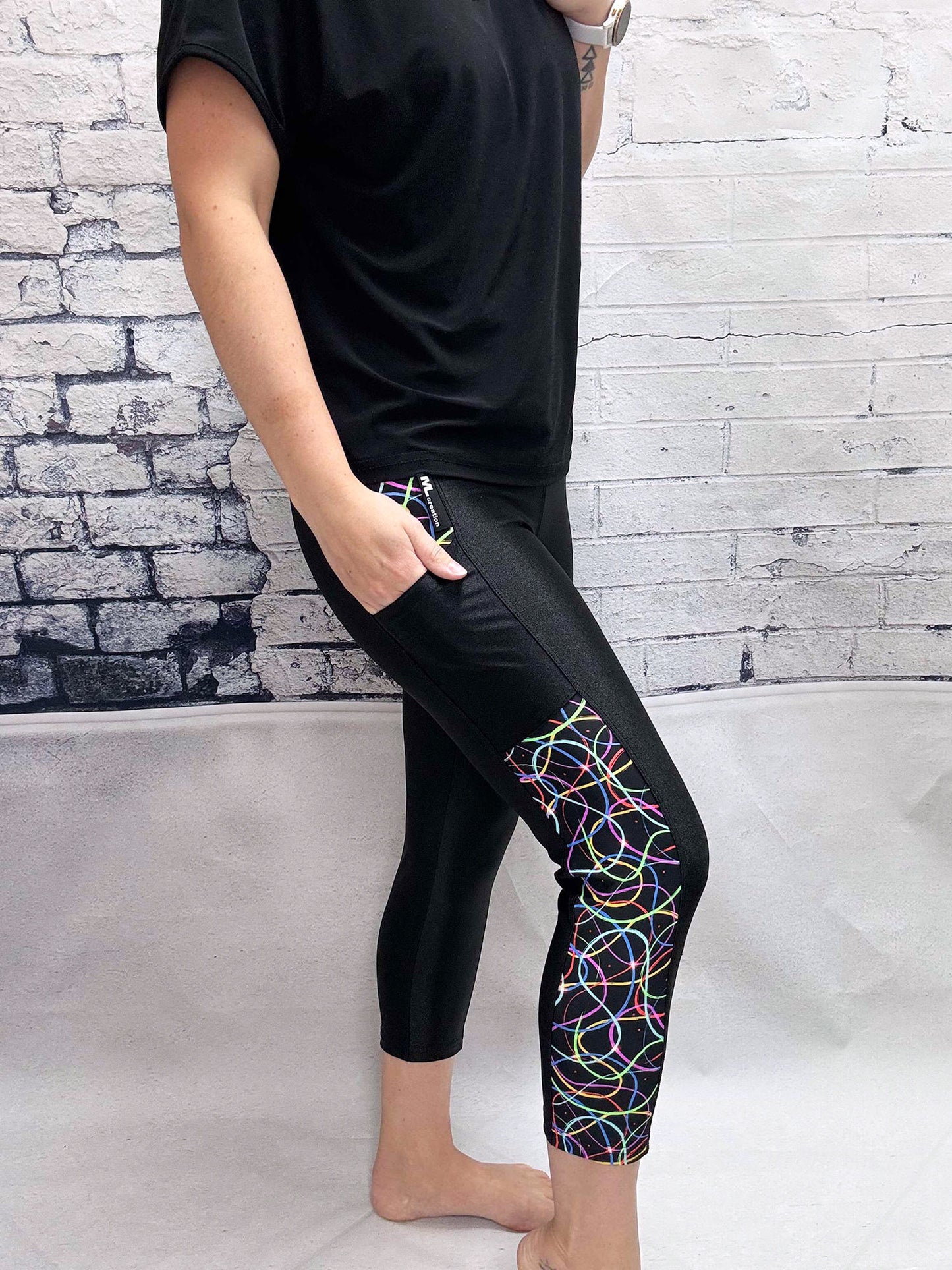 Leggings Run 3/4 - Rétro-Fluo