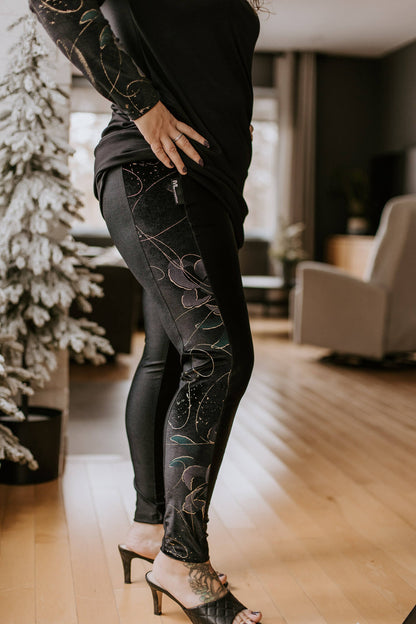 Leggings Run - Sans poches - Noir/Velours