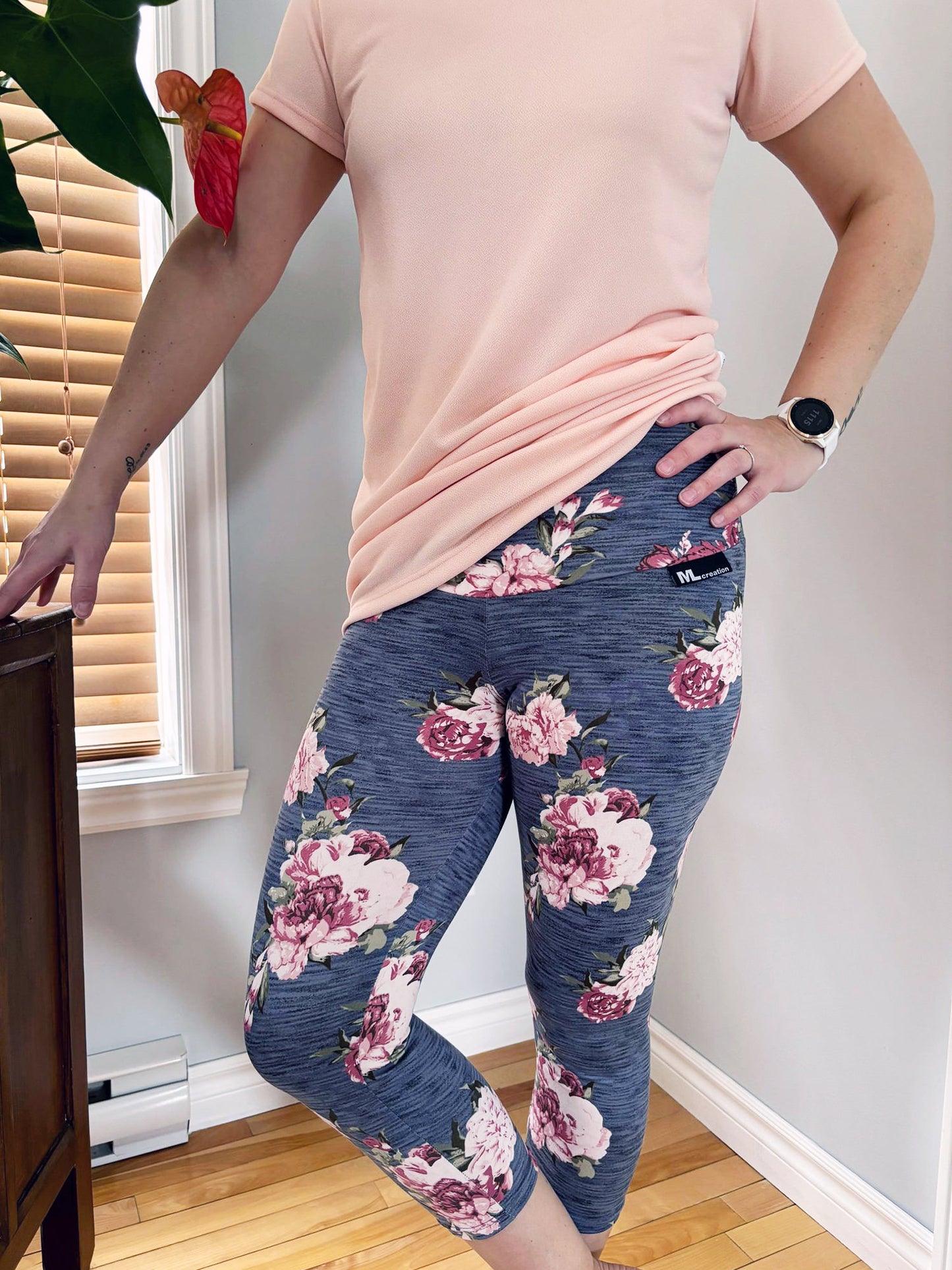 Leggings TA 3/4- Fleurie gris