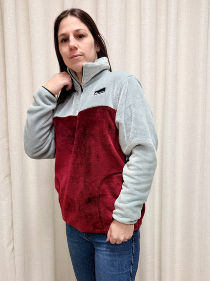 Molleton -Col- Gris pâle/Bourgogne